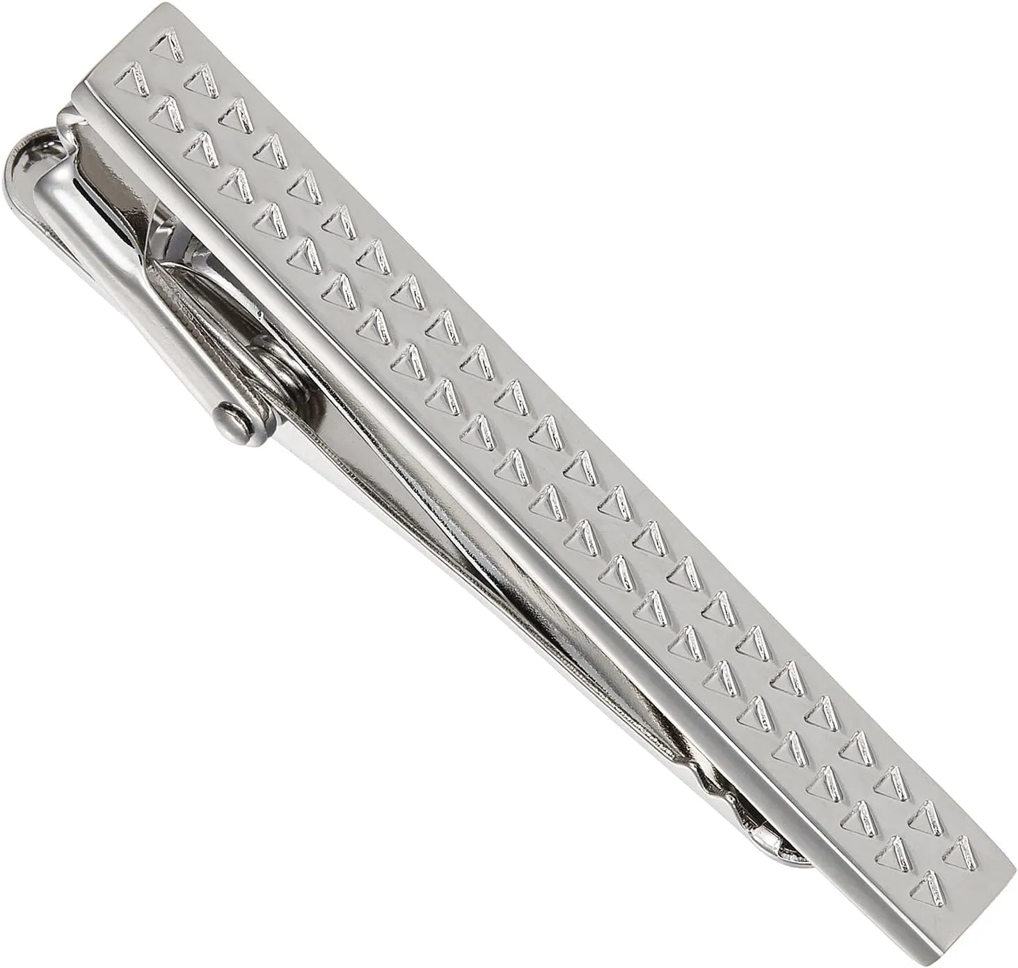 Silver Tone Tie Bar with Triangle Pattern