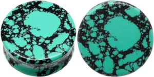 SoScene Aqua Green/Teal Howlite Organic Stone Ear Plugs Gauges Sold in Pairs