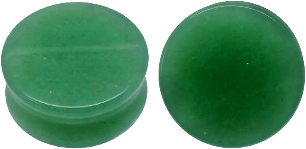 soscene Green aventurine Organic Stone Ear Gauges Solid Plugs Sold in Pairs