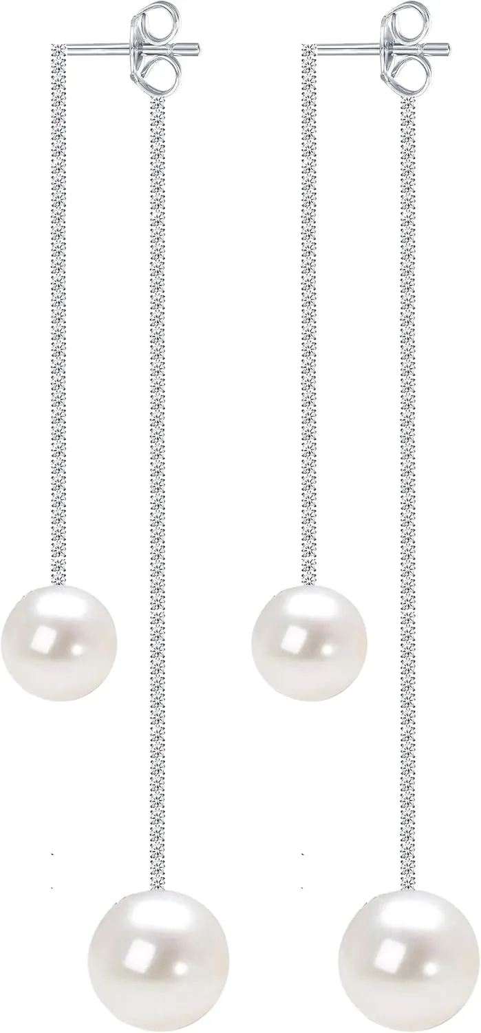 Sparkling CZ Crystal Tassel Jewelry for Women Pearl Tassel Earrings for Women Long Pearl Earrings Perfect for Bridesmaids or Bride