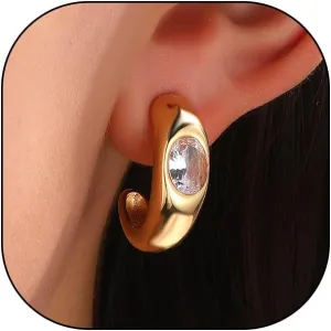 Sparkly Crystal Statement Earrings for Women Dainty 14k Gold Cubic Zirconia C Earrings Preppy Half Round Stud Earrings Party Prom Jewelry Accessories