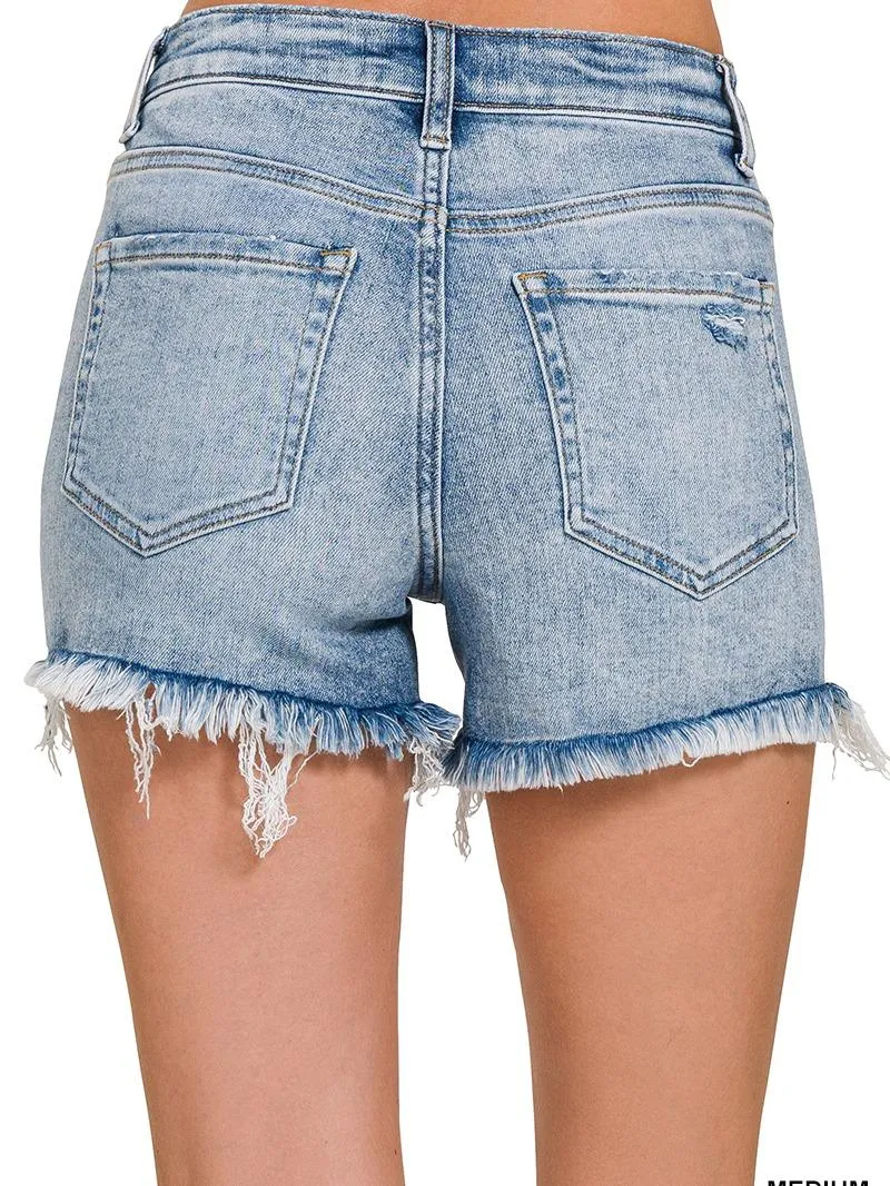 Springing in the Season Raw Hem Ripped Denim Shorts (2 Options)