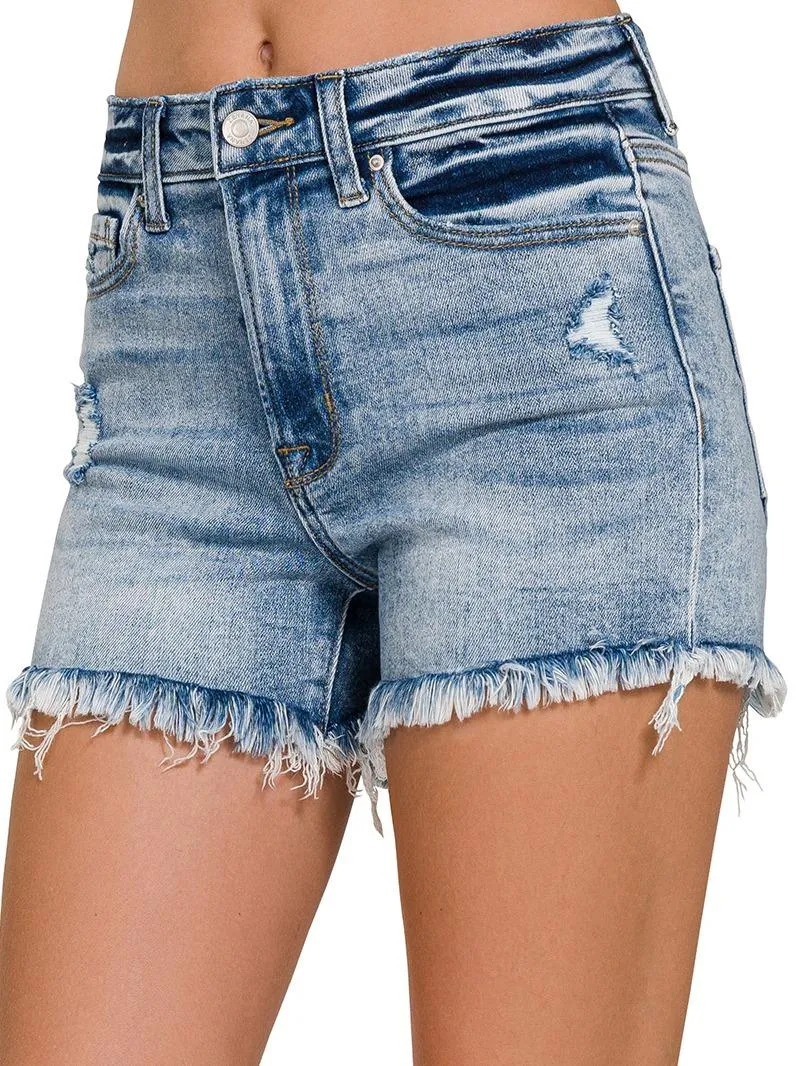 Springing in the Season Raw Hem Ripped Denim Shorts (2 Options)