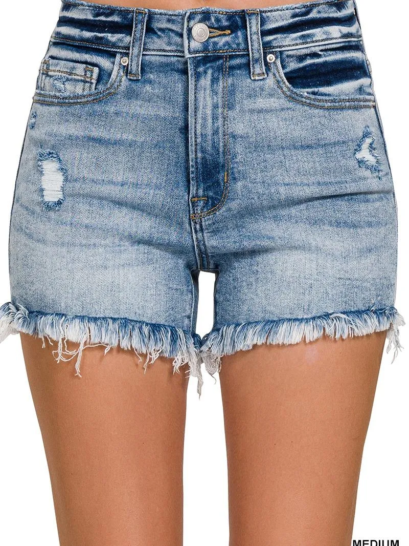 Springing in the Season Raw Hem Ripped Denim Shorts (2 Options)