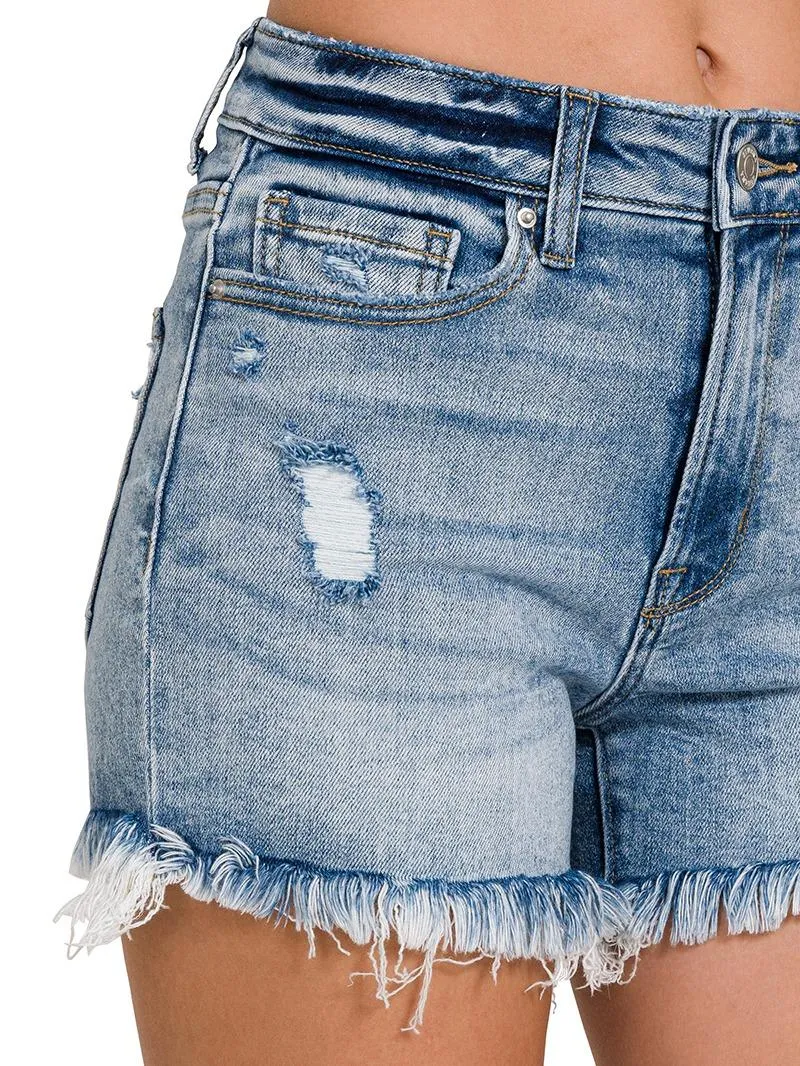Springing in the Season Raw Hem Ripped Denim Shorts (2 Options)