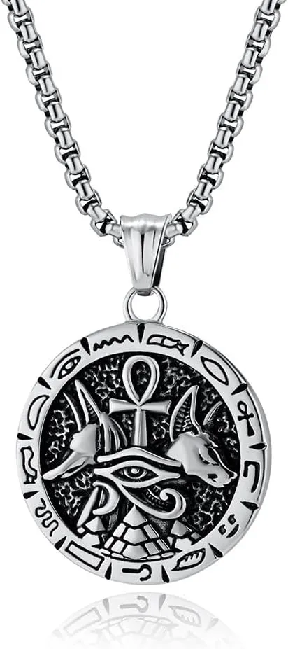 Stainless Steel Ankh Cross Pendant Necklace, Ancient Egyptian Symbol