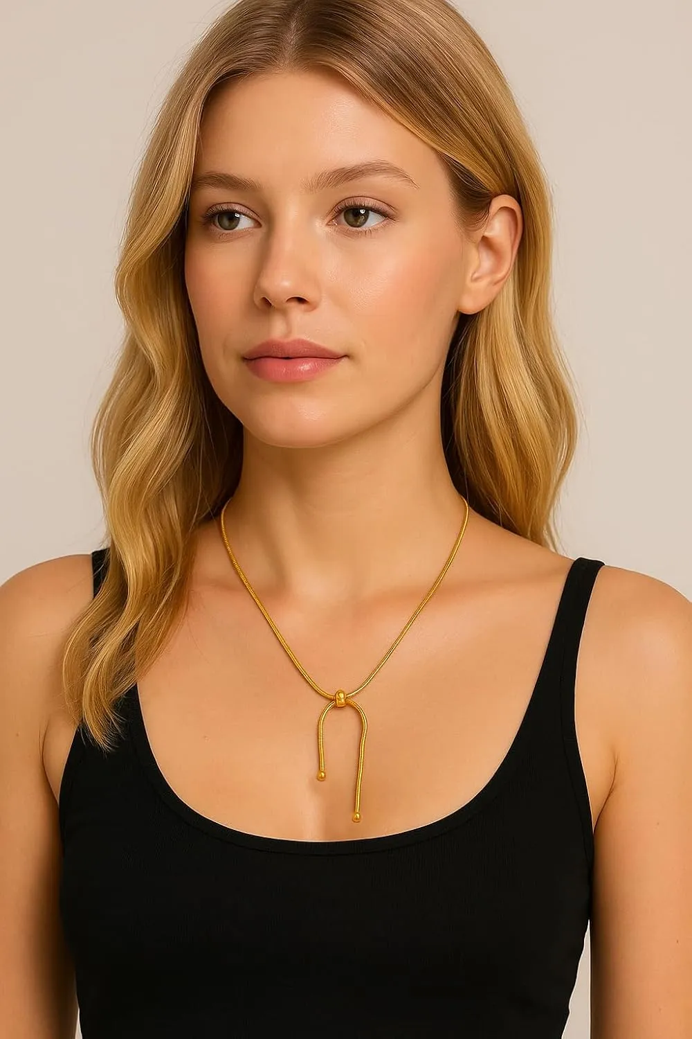 Stainless Steel Beaded Adjustable Long Y Necklace Tassel Dress Sweater Chain Necklace Dainty Long Necklaces