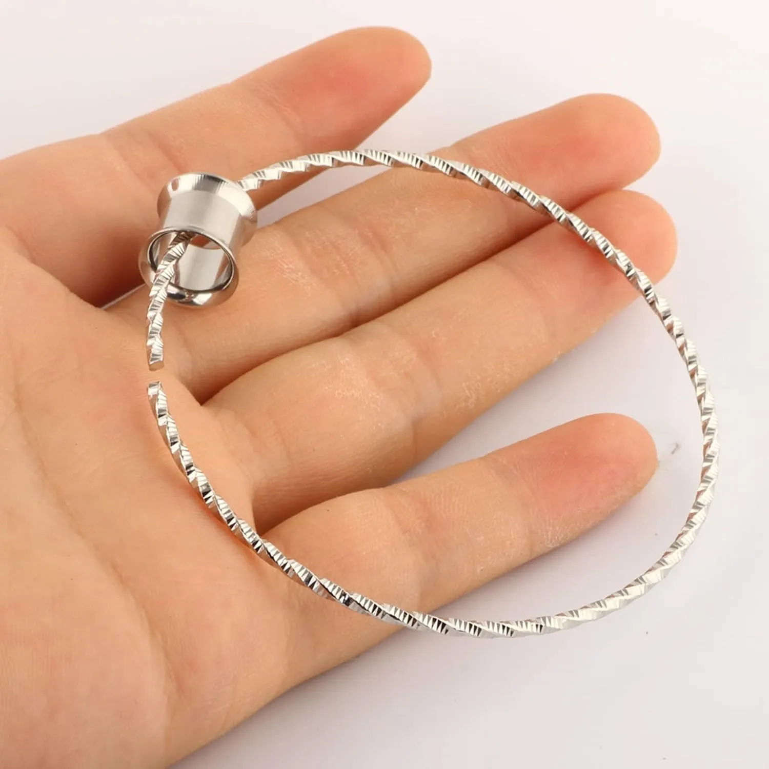 Stainless Steel Ear Tunnels Ear Gauges Women Rose Gold/Silver with Big Hoop Dangle Ear Expander Body Piercing Jewelry, 1 Pair, 6MM - 20MM