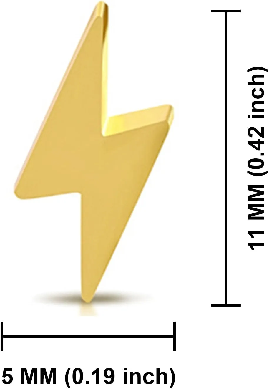 Stainless Steel Lightning Bolt Flash Thunder Button Stud Post Earrings