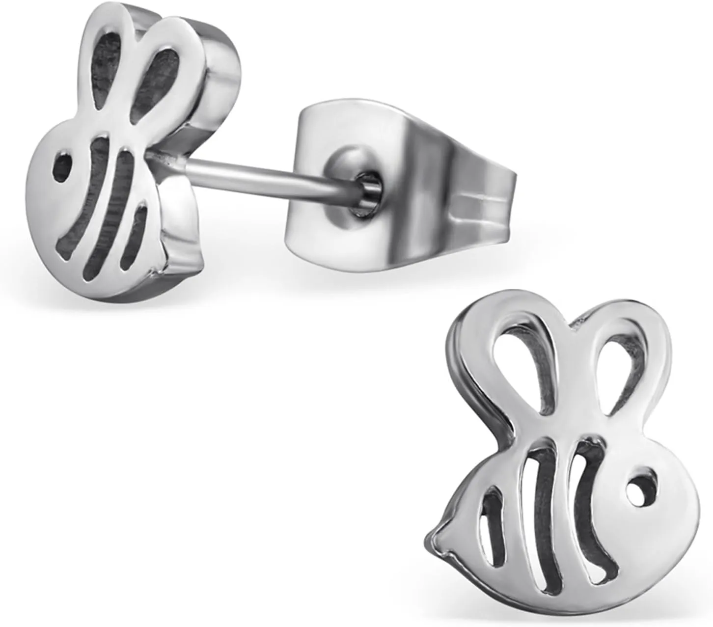 Stainless Steel Tiny Honey Bumble Bee Stud Post Earrings