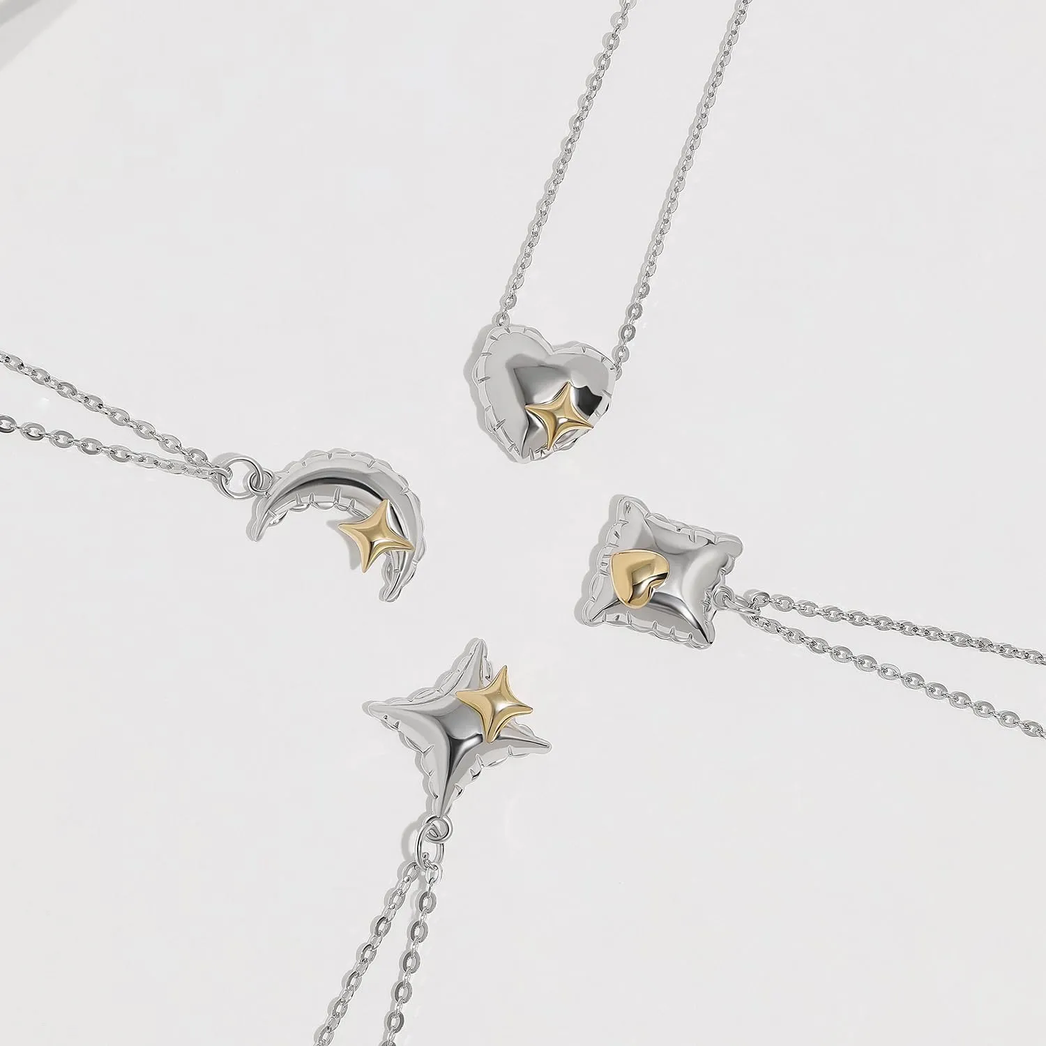Star Necklace for Women Mother's Day Bubble Celestial Charm Necklace 925 Sterling Silver for Girls, Minimalist Dainty Balloon Pendant Jewelry, Birthday Christmas Gift - Star