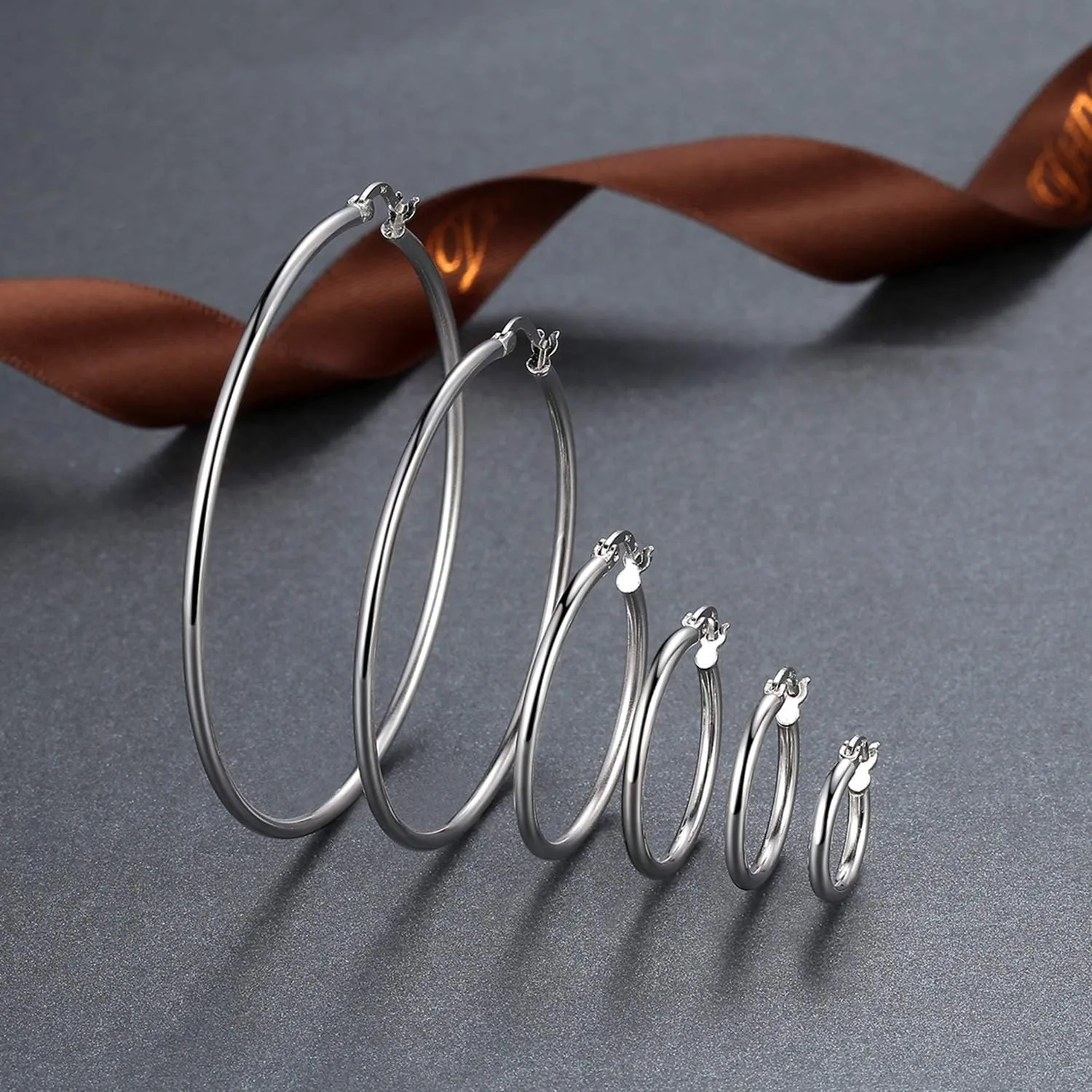 Sterling Silver Hoop Earrings 7 Sizes Options 2mm Tube High Polished Silver Hoops 15mm 20mm 25mm 30mm 40mm 50mm 60mm Hypoallergenic Jewelry