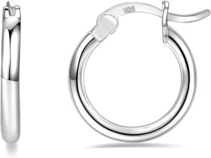 Sterling Silver Hoop Earrings 7 Sizes Options 2mm Tube High Polished Silver Hoops 15mm 20mm 25mm 30mm 40mm 50mm 60mm Hypoallergenic Jewelry