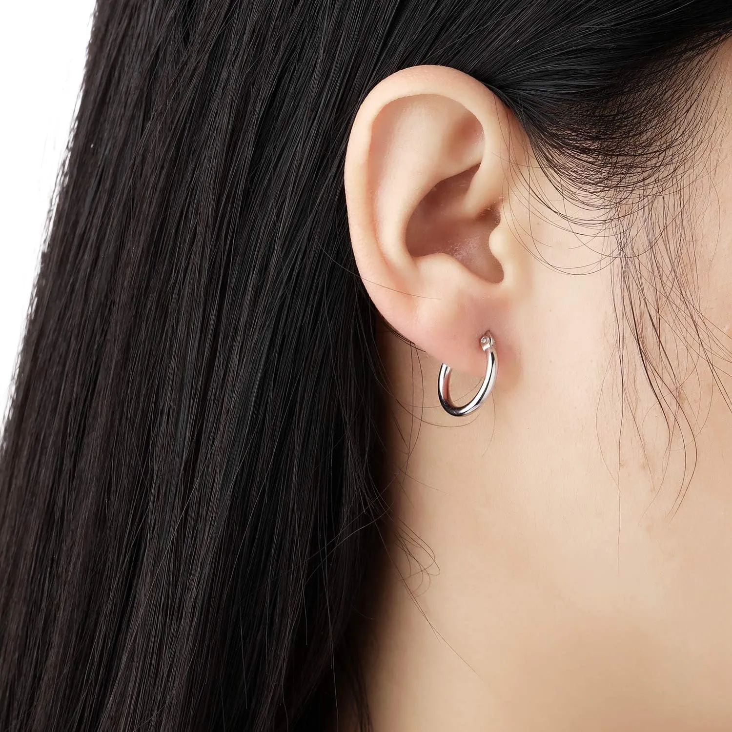 Sterling Silver Hoop Earrings 7 Sizes Options 2mm Tube High Polished Silver Hoops 15mm 20mm 25mm 30mm 40mm 50mm 60mm Hypoallergenic Jewelry