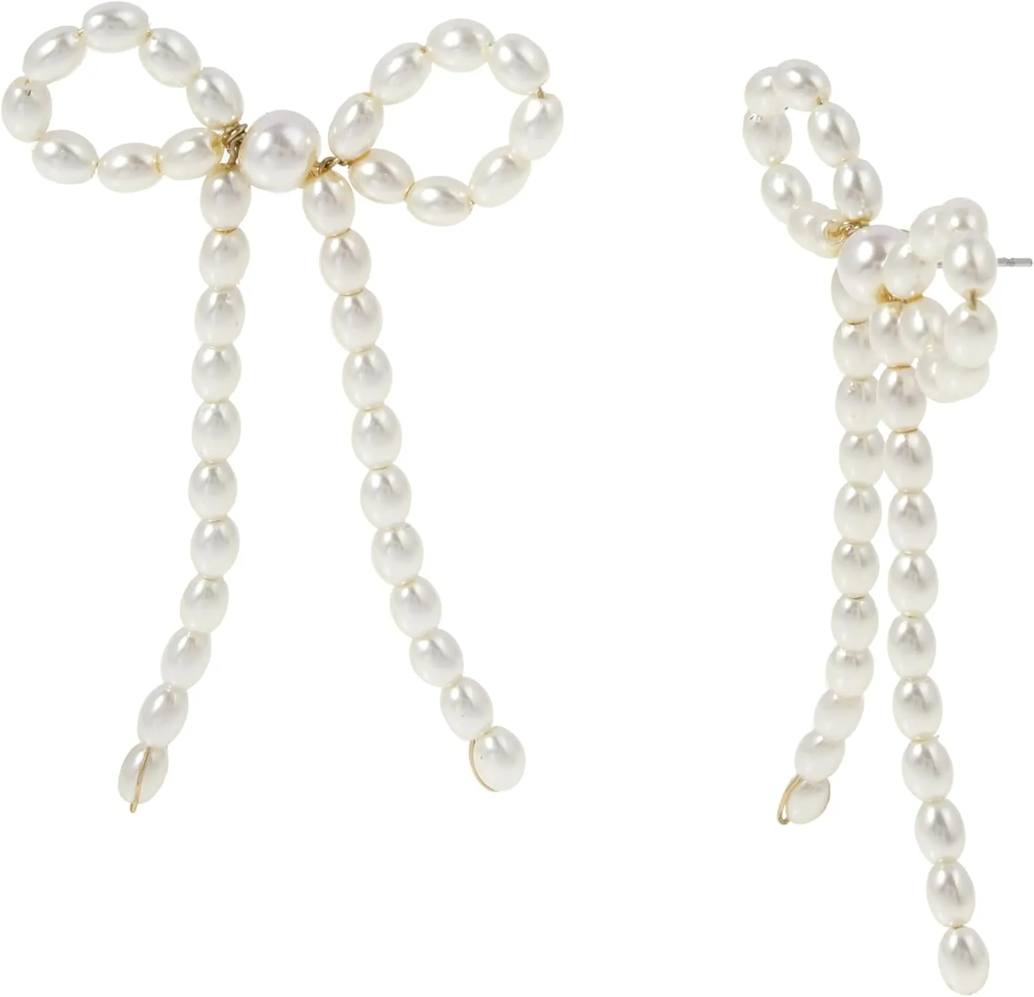 Steve Madden Women's Punk Romance Pearl Bow Statement Earrings