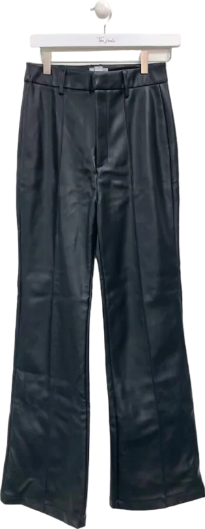 STYLECHEAT Black High Waisted Faux Leather Trousers UK 8