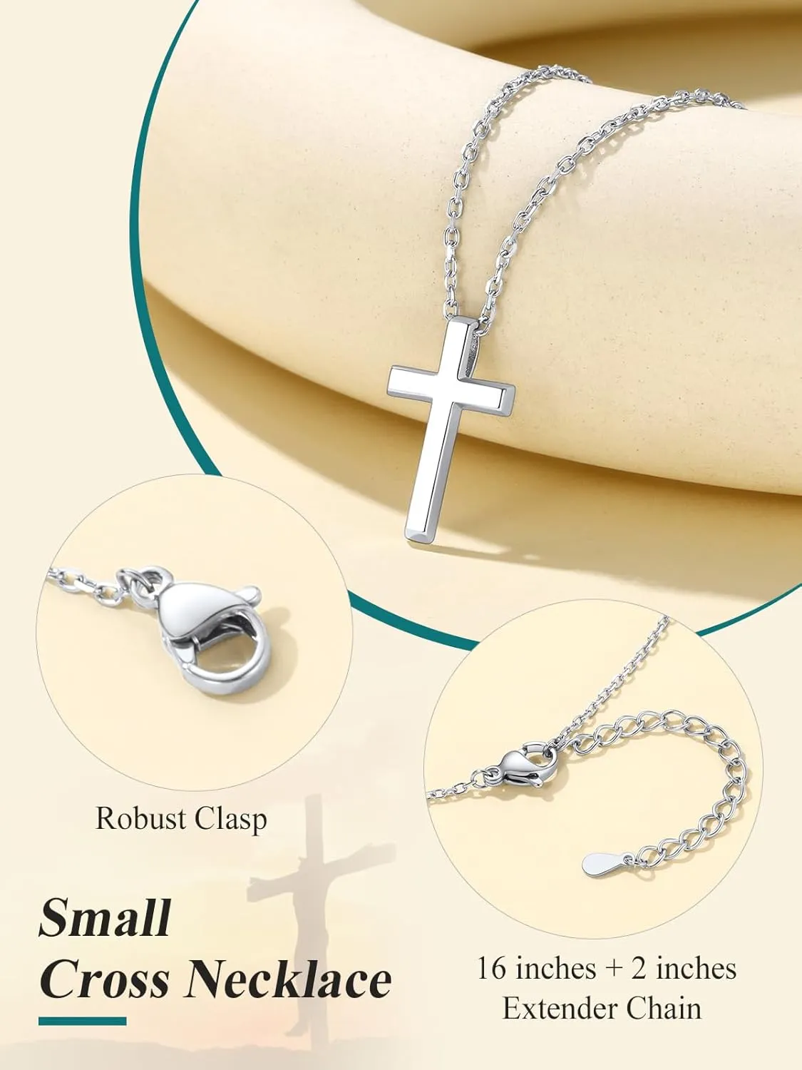 Supcare Dainty Cross Necklace with Messaged Card, Hypoallergenic Stainless Steel Crucifix Pendant with Adjustable Chain 16'' 2'', Trendy Women Christian Gifts to My Mom, Wife,Grandmother,Love