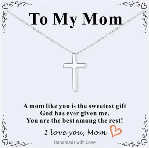 Supcare Dainty Cross Necklace with Messaged Card, Hypoallergenic Stainless Steel Crucifix Pendant with Adjustable Chain 16'' 2'', Trendy Women Christian Gifts to My Mom, Wife,Grandmother,Love