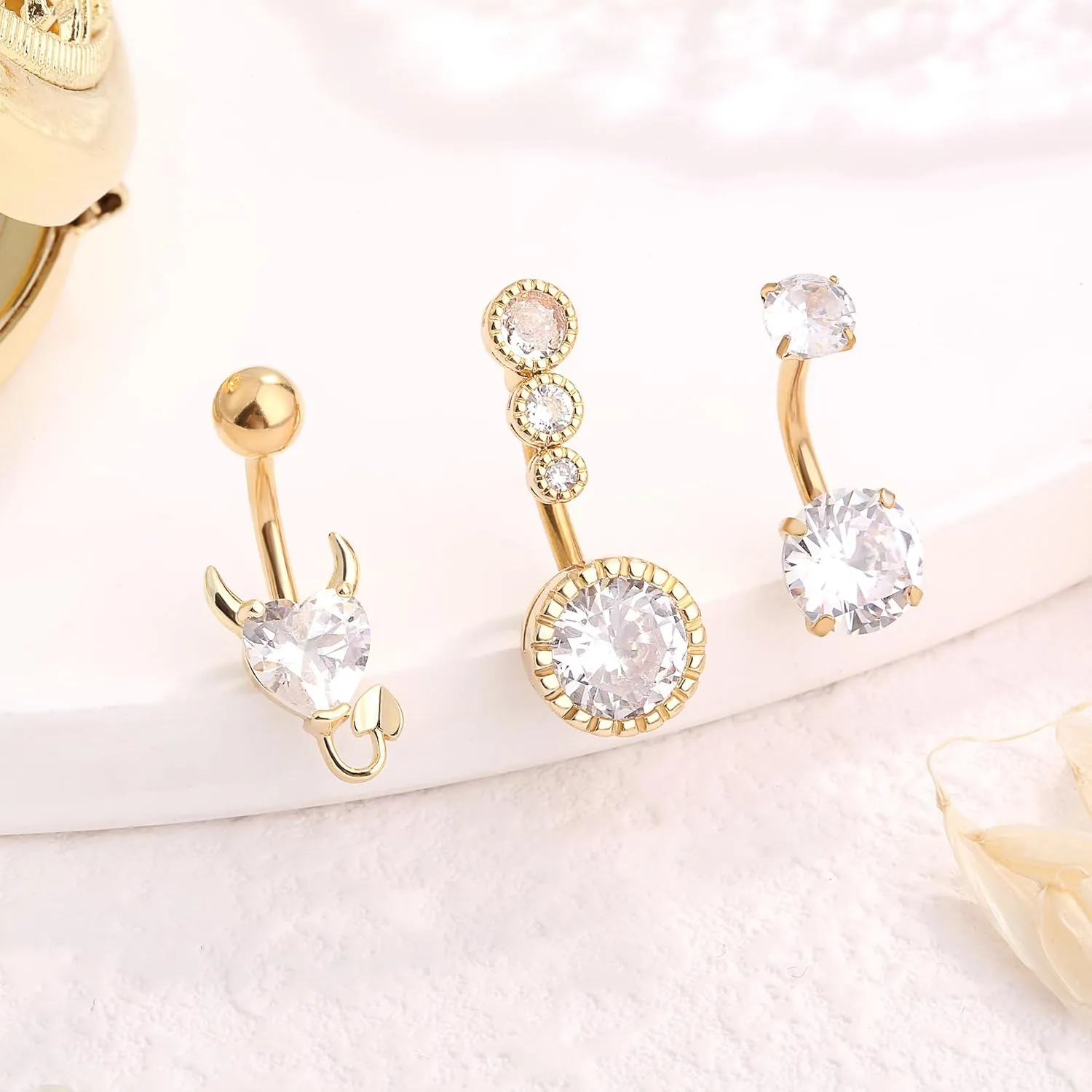 Surgical Steel Belly Button Rings Dangling Dangle Belly Rings Piercing Jewelry for Women with Cute Heart Butterfly Elements