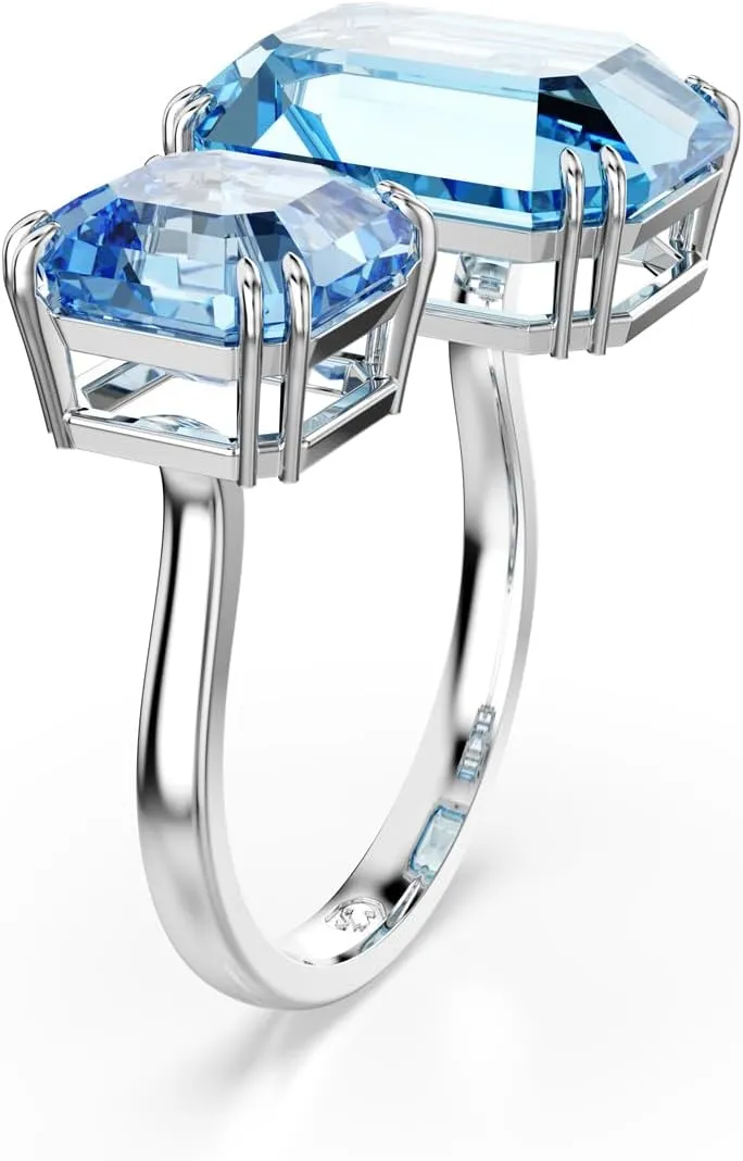 Swarovski Millenia Open Ring, Octagon Cut, Blue, Rhodium Finish