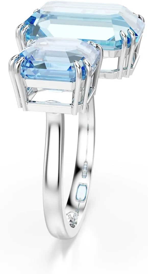 Swarovski Millenia Open Ring, Octagon Cut, Blue, Rhodium Finish