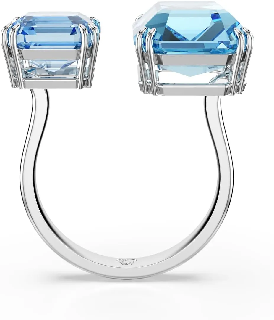 Swarovski Millenia Open Ring, Octagon Cut, Blue, Rhodium Finish