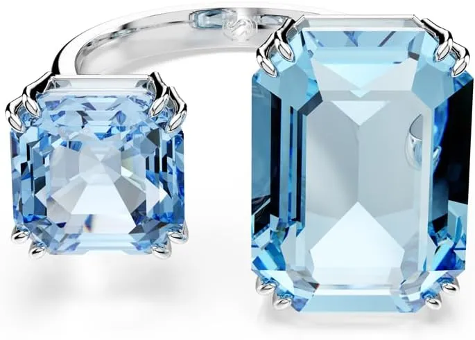 Swarovski Millenia Open Ring, Octagon Cut, Blue, Rhodium Finish