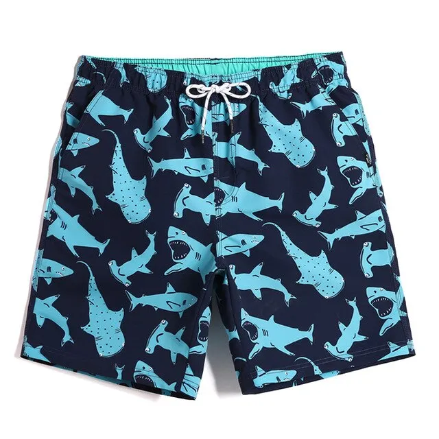 Swimwear Shorts Men: Funny Shark Print