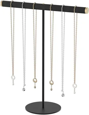 T-Bar Necklace Holder,Jewelry Chains Display Stand for Selling,Velvet Necklace Organizer Stand for Show,Jewelry Tower Tree (Black)