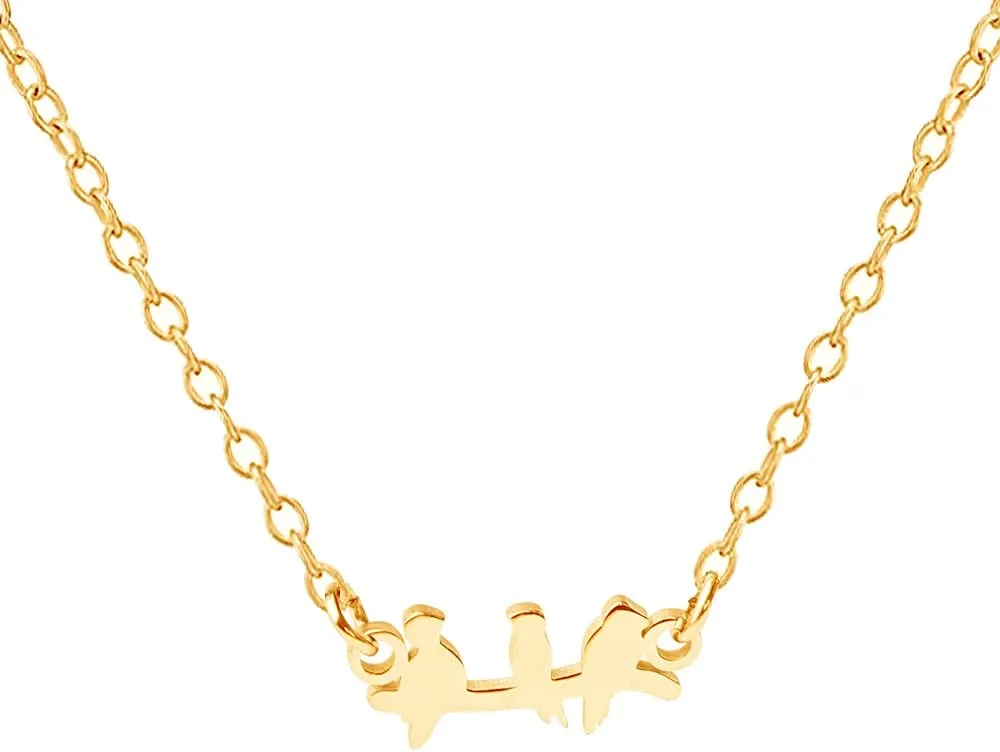 Three Little Birds Delicate Flying Birds Pendant Bird Necklace