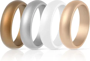 ThunderFit Silicone Wedding Bands for Women, Dome Unique Anniversary Rings 5.5mm Wide 2mm Thick - 1/2/3/4/5/6/7/8/12 Variety Multipack