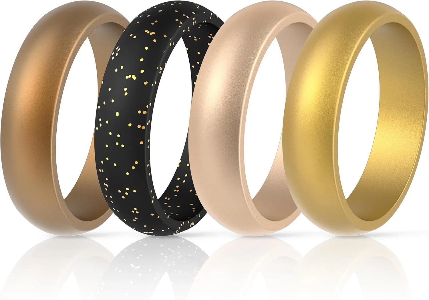 ThunderFit Silicone Wedding Bands for Women, Dome Unique Anniversary Rings 5.5mm Wide 2mm Thick - 1/2/3/4/5/6/7/8/12 Variety Multipack