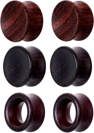 TIANCI FBYJS 3 Pairs Gauges For Ears Wood Saddle Fit Solid Organic Ear Plug Gauges Double Flared Wooden Ear Tunnels Stretcher Punk Piercing