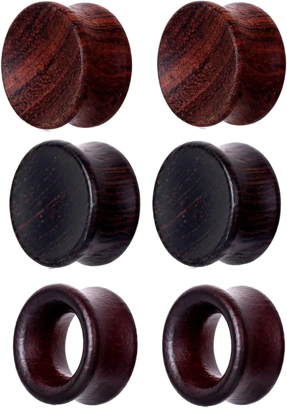 TIANCI FBYJS 3 Pairs Gauges For Ears Wood Saddle Fit Solid Organic Ear Plug Gauges Double Flared Wooden Ear Tunnels Stretcher Punk Piercing