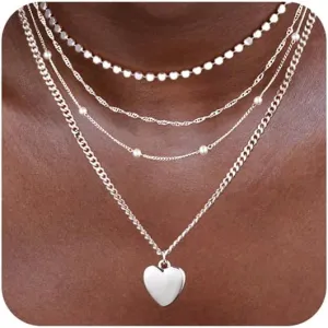 Trendy Pearl Necklace for Women Dainty Layered Gold/Silver Necklaces Pearls Pendant Stackable Choker Chain Jewelry Set