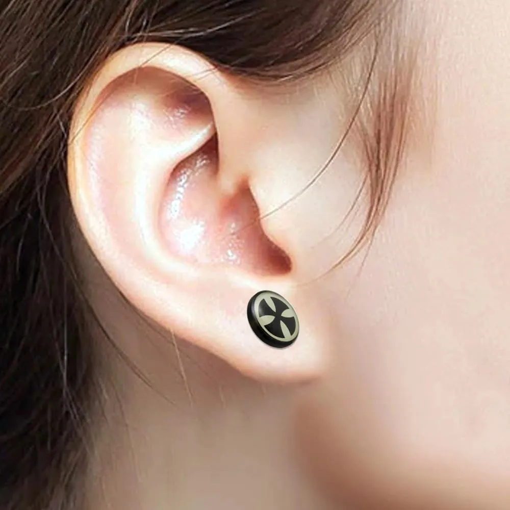 Tribal Cross on Synthetic Organic Double Flared Ear Plugs - Sold by Piece