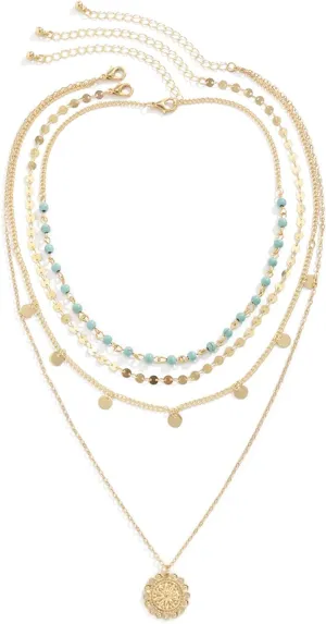 Turquoise Jewelry for Women 14K Gold Layered Turquoise Necklaces Boho Layered Western Necklace Summer Jewelry Gift