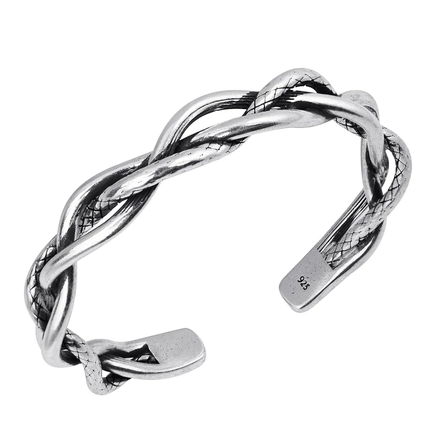 Twists Snake Vine Design Bracelet Silver Bracelet Adjustable Open Chunky Bracelets Vintage Natural Style Bangle Bracelet for for Women Men
