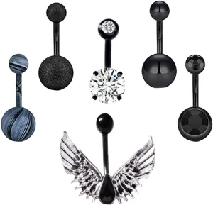 Unique Belly Button Ring Set Dangling Titanium Black Navel Ring Belly Button Piercing Piercing Jewelry for