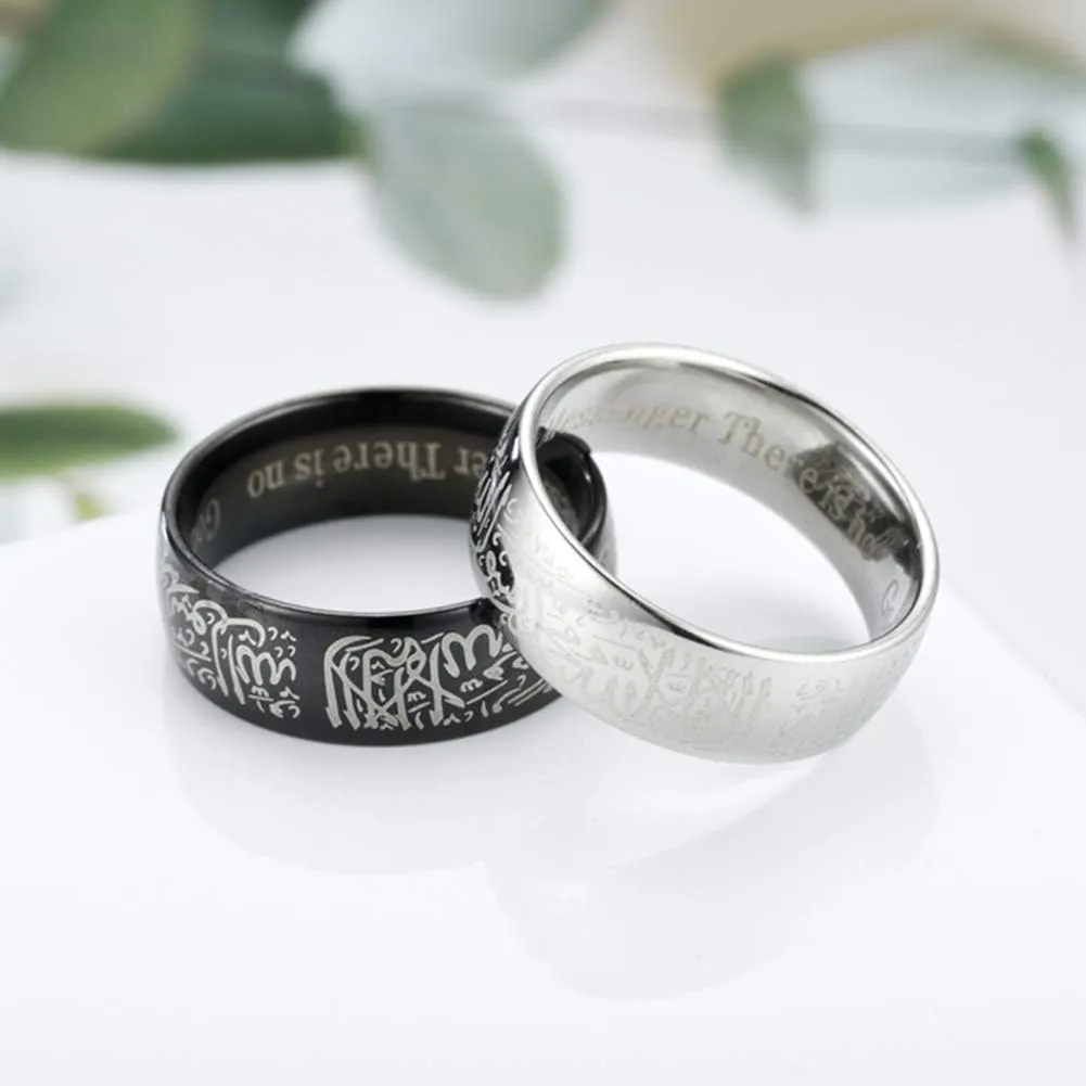 Unisex's Stainless Steel Shahada Allah Ring,Arabic Islamic Moslem Religious Muslim Jewelry