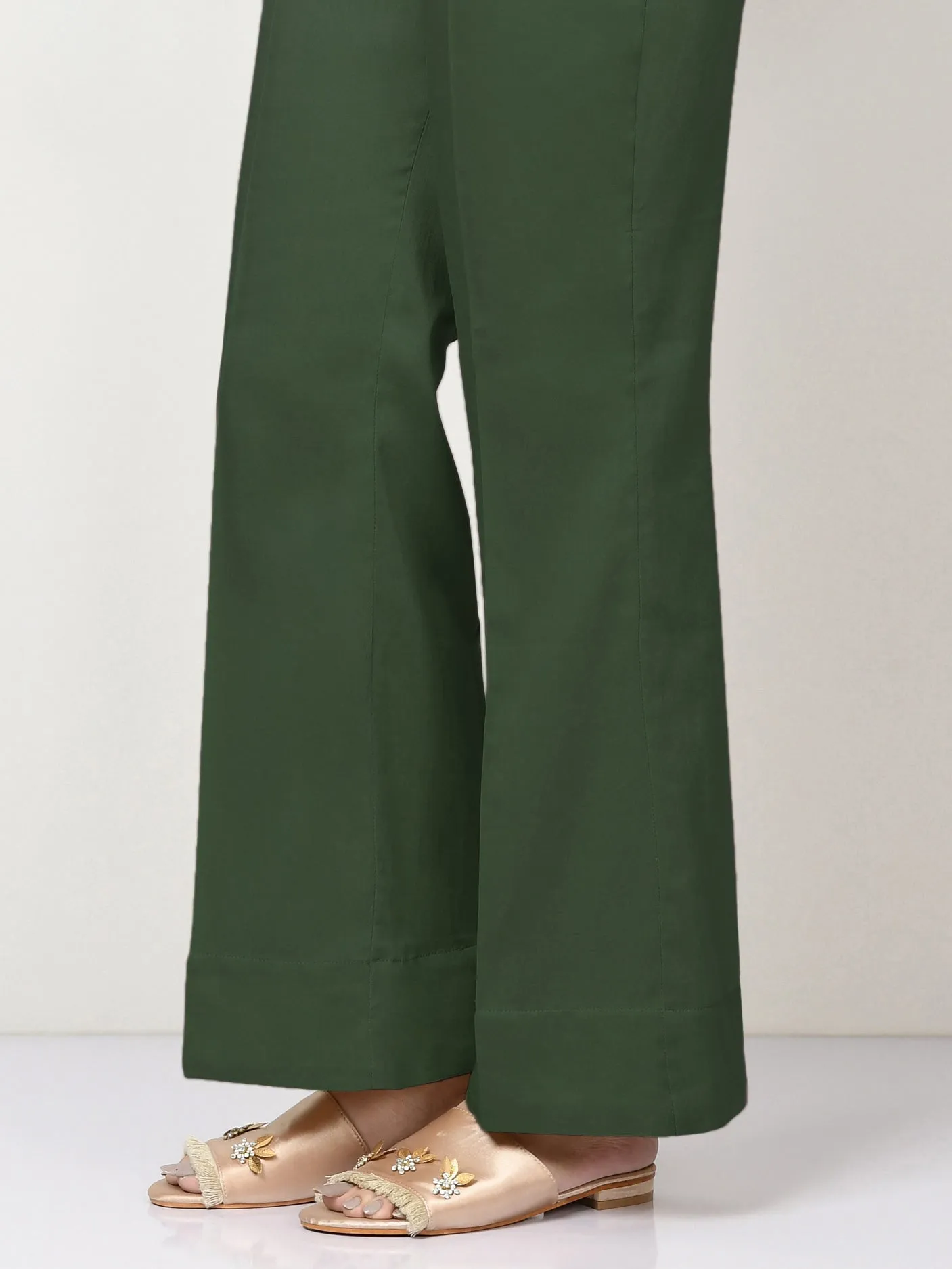 Unstitched Cambric Trouser - Army Green
