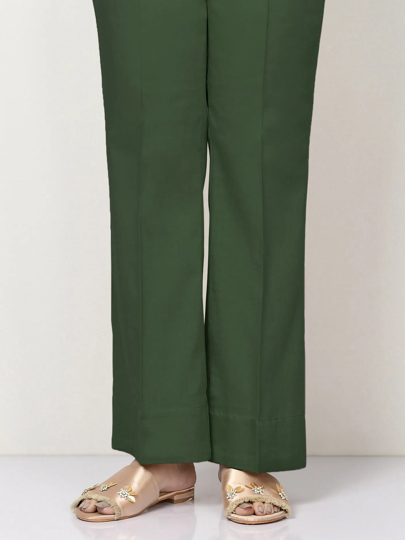 Unstitched Cambric Trouser - Army Green