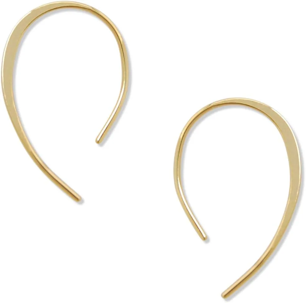 Upside Down Hoop Earrings - Hypoallergenic Lightweight Wire Needle Drop Dangle Threader Hoops for Women, Safe for Sensitive Ears - Plated in 925 Sterling Silver or 18k Gold