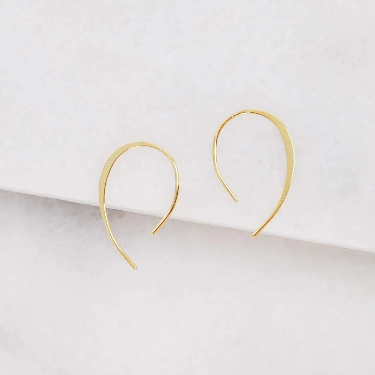 Upside Down Hoop Earrings - Hypoallergenic Lightweight Wire Needle Drop Dangle Threader Hoops for Women, Safe for Sensitive Ears - Plated in 925 Sterling Silver or 18k Gold