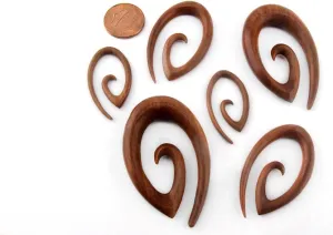 Urban Body Jewelry Pair of 00 Gauge (00G - 10mm) Saba Wood Oval Spirals