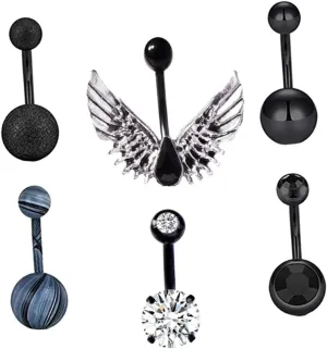 VALICLUD Unique Belly Button Rings 6pcs Belly Button Studs Jewelry Fashion Piercing