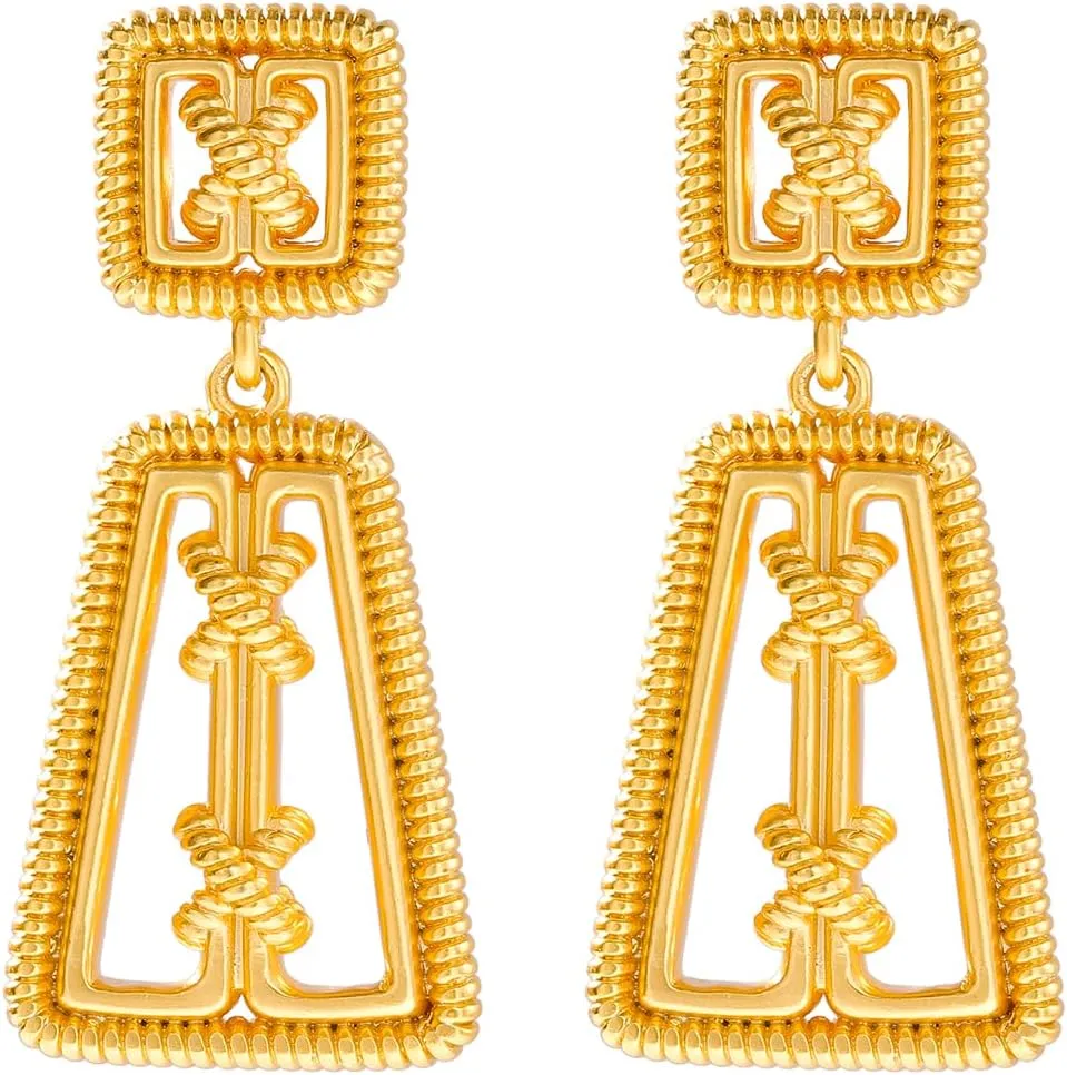 Vintage Chunky Gold Dangle Earrings for Women with square Style costume Jewelry Ubahatimi