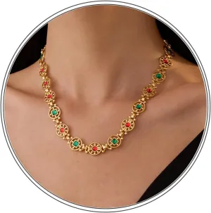Vintage Gold Choker Necklaces for Women Colorful Dainty Cubic Zirconia Collarbone Chain Statement Chunky Charm Choker Necklace Wedding Bridesmaid Party Jewelry Gifts