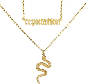 Vintage Layered Reputation Snake Necklace,Personality Gothic Punk Animal Necklace for Women Music Lover