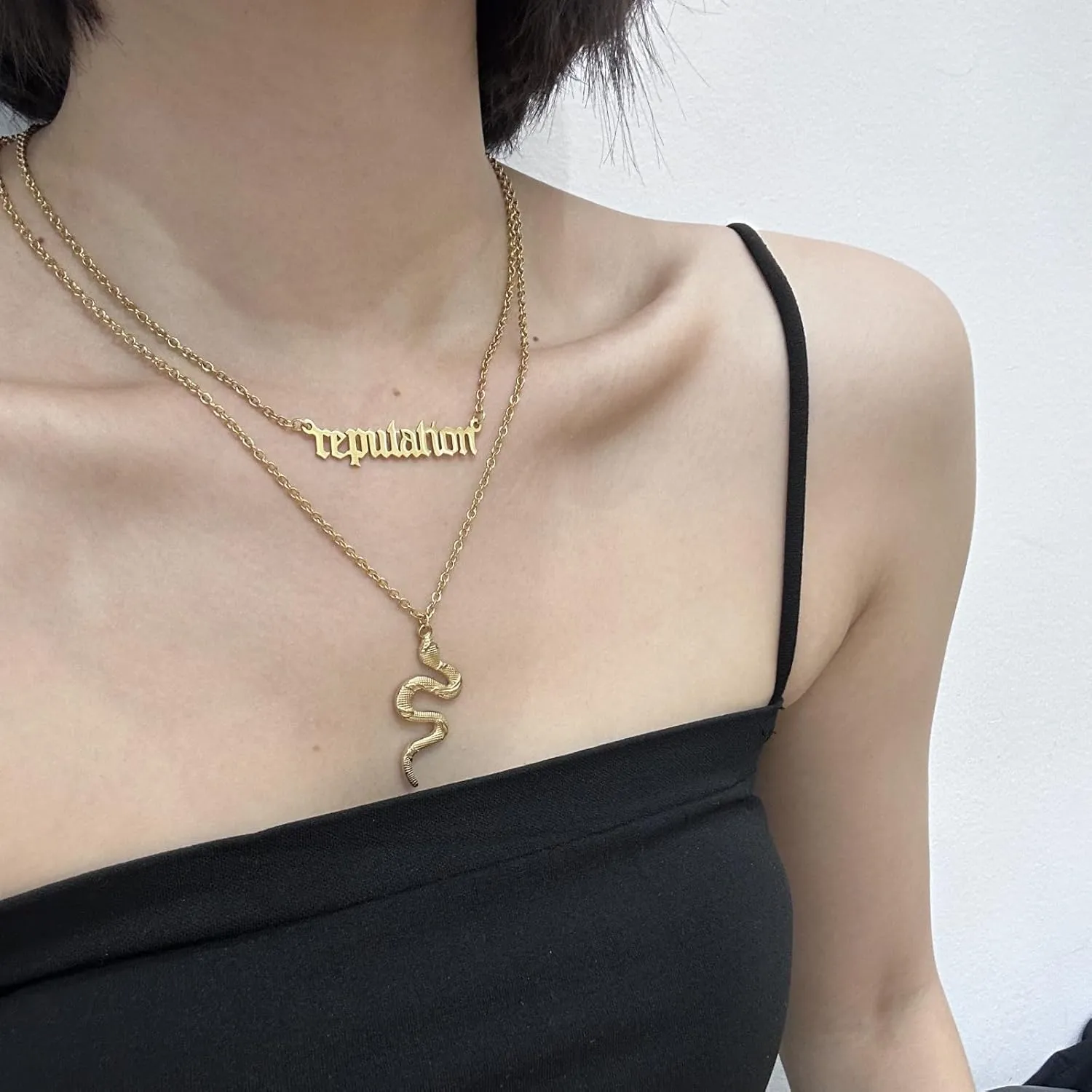Vintage Layered Reputation Snake Necklace,Personality Gothic Punk Animal Necklace for Women Music Lover